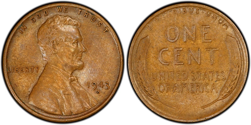 1943-S林肯美分被雕刻在青铜上