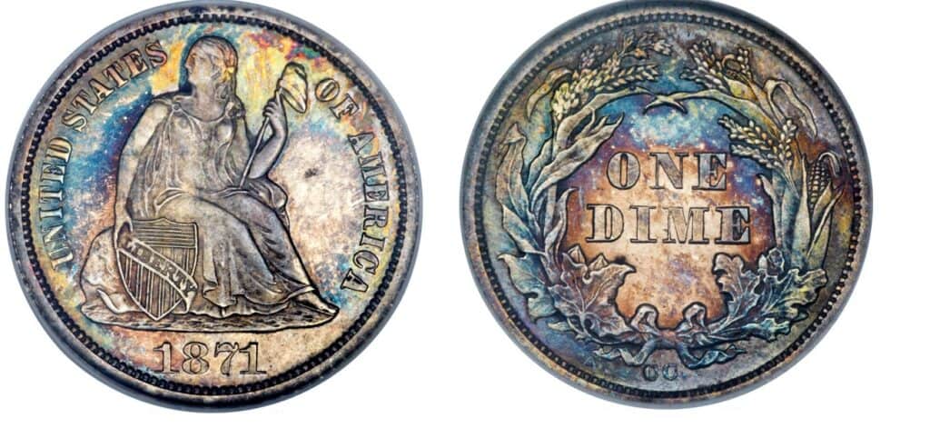 1871 CC座位自由硬币薄荷条件