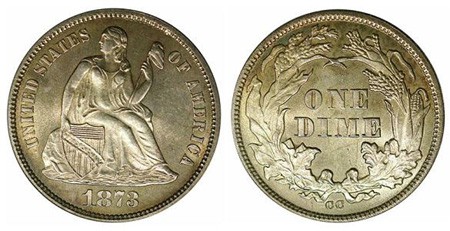 1873 CC没有箭坐自由硬币