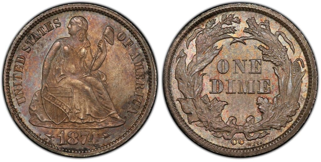 1874 CC自由坐硬币与箭