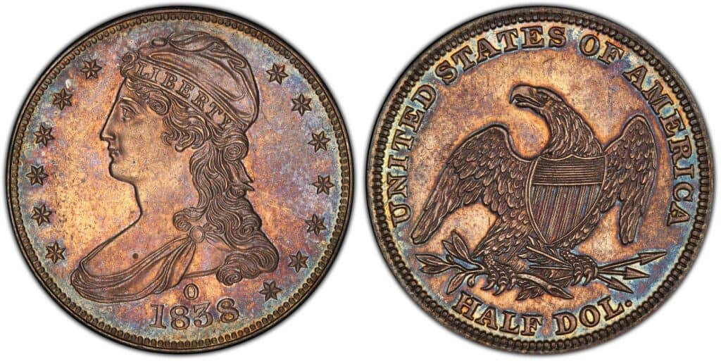 1838 O顶半身像半美元证明