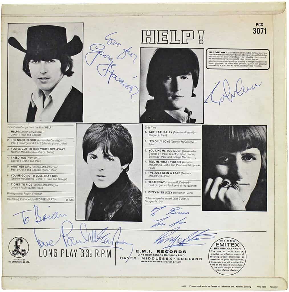 1965年帮助!披头士四人签名专辑封面