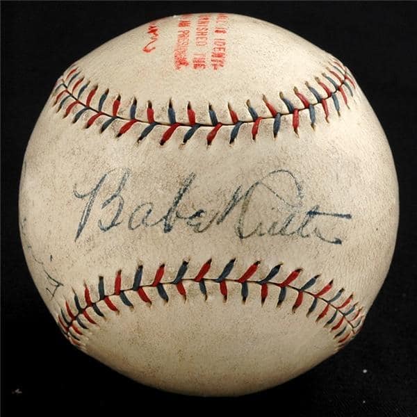 Babe Ruth和Lou Gehrig签名棒球