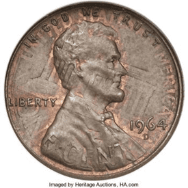 1964 Penny-D 1C林肯美分铸造于1963- 3林肯上