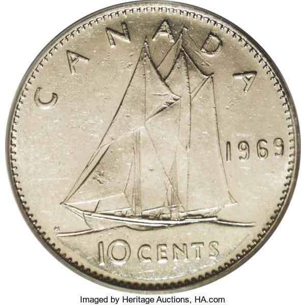 1969年大日期10美分