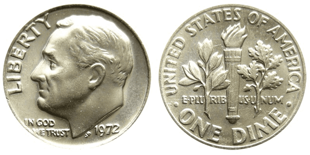 1972年的硬币，没有铸币标记