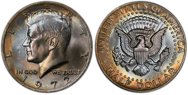 1972年半美元，没有铸币标志