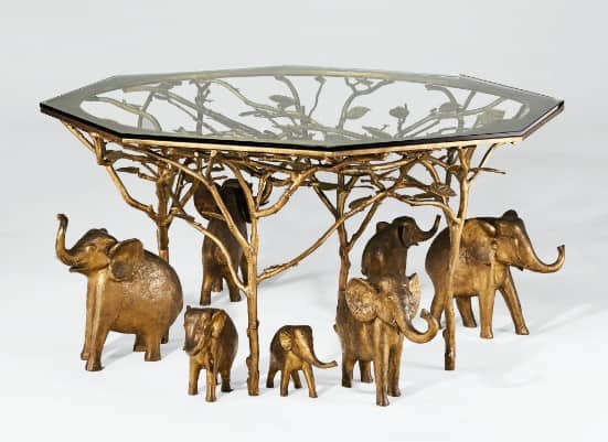 Troupeau D ' elephants Dans Les Arbres ' Table