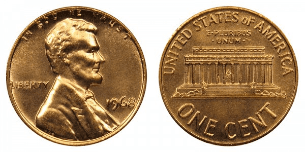 1968年无造币标志便士