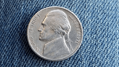 1971年的镍币，没有铸币标志