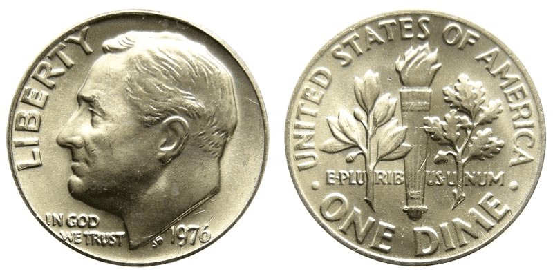 1976年的罗斯福一角硬币是用什么做的