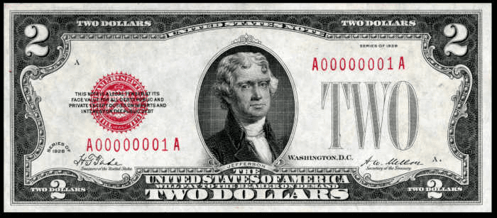 哪些两美元钞票的序列号是有价值的