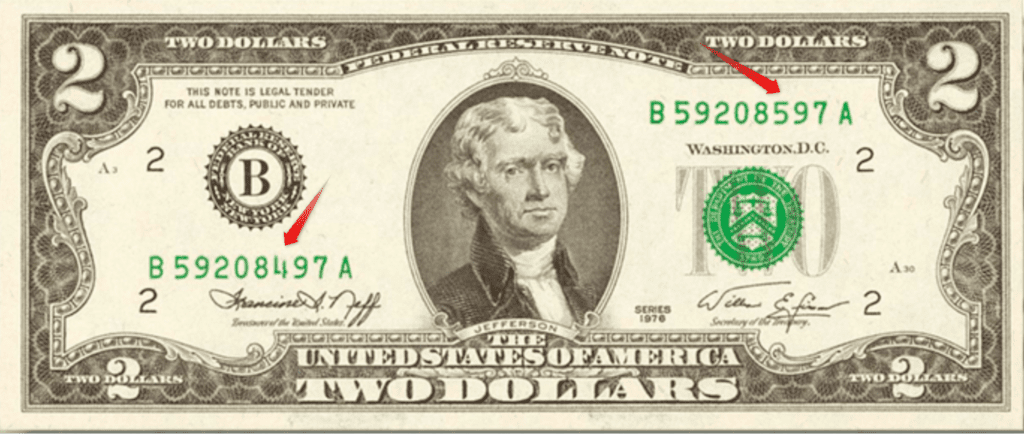 1976年，2美元错误钞票