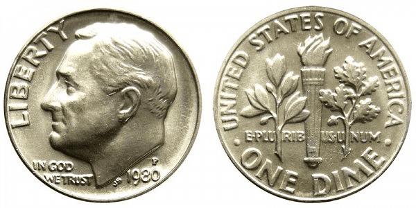 1980-P硬币(无造币标志)