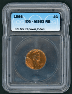 1966年的硬币，有两道翻转压痕