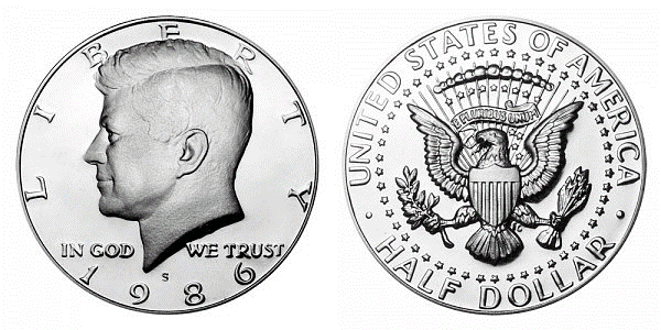 1986-S Proof Kennedy半美元