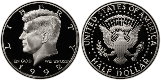 1992年S银肯尼迪半美元(样版)