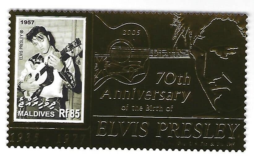 猫王RF 85马尔代夫纪念邮票金箔纸70周年