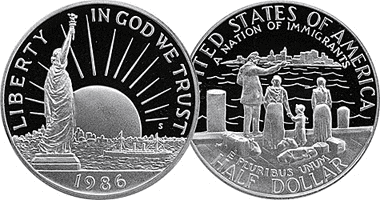 美国自由女神像纪念半元1986