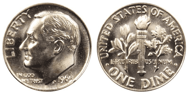 1965年的罗斯福硬币是什么做的