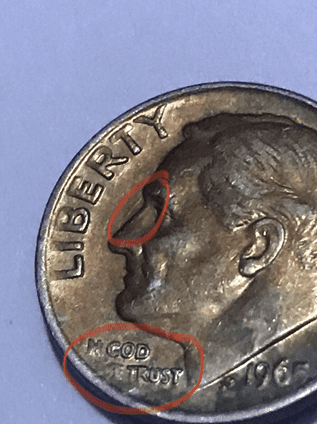 1965年罗斯福硬币上的错误