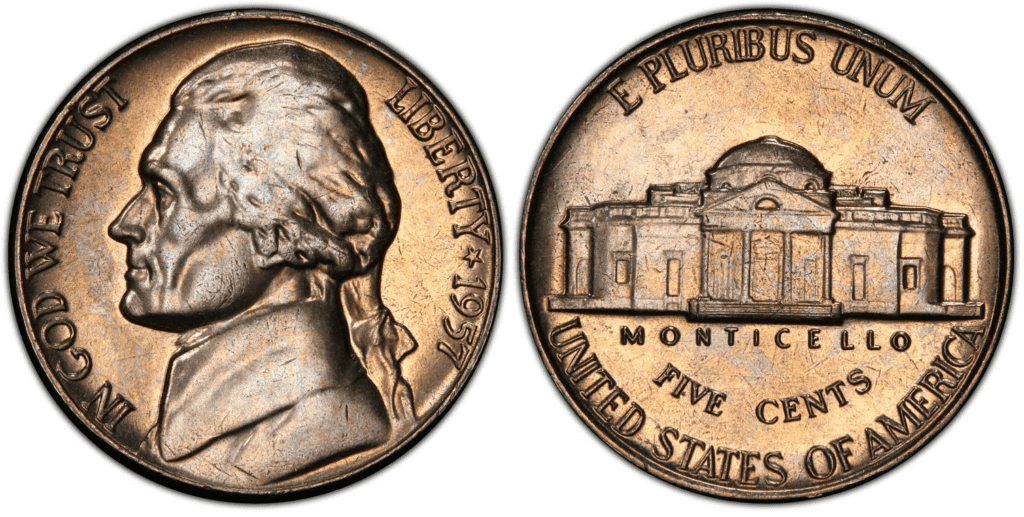 1957 P杰弗逊镍币