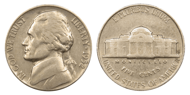 1952年的杰斐逊镍币是用什么做的