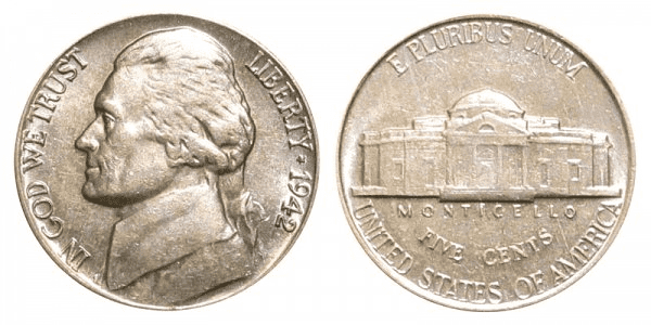 1942年的杰弗逊镍币是用什么做的