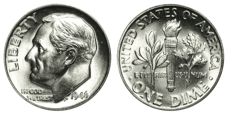 1946年的罗斯福一角硬币是用什么做的
