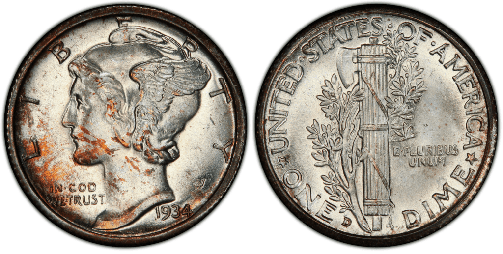 1934 D水星一角硬币
