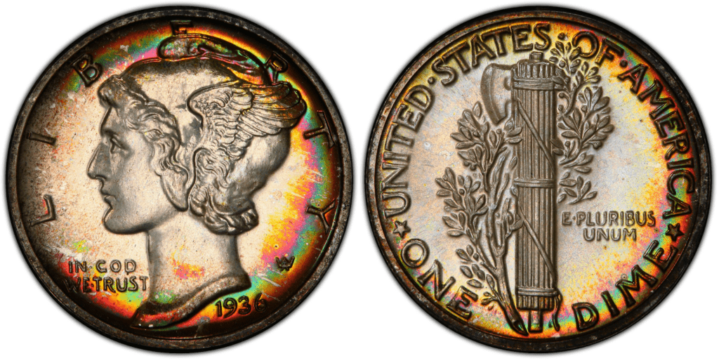 1936年证明有翼自由头像(水星)一角硬币
