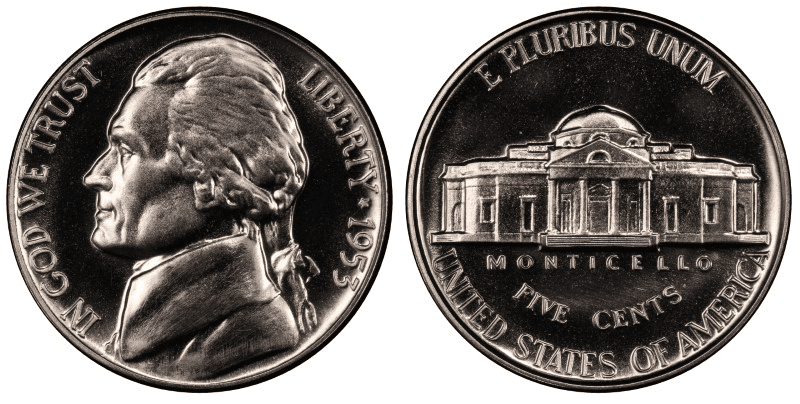 1953 Proof Jefferson镍币