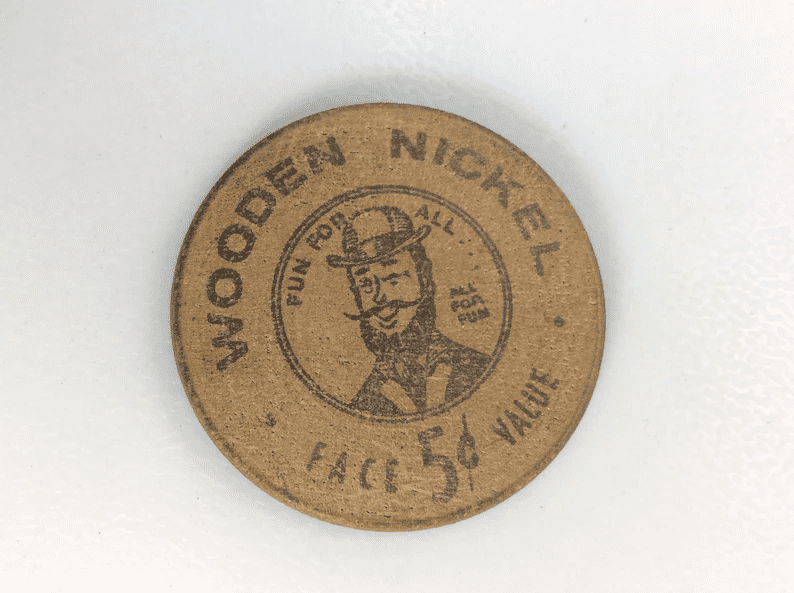 1956年木制镍币(康内特维尔，宾夕法尼亚州)