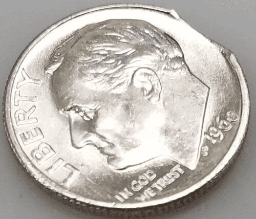 1960年罗斯福一角硬币弯曲剪板错误