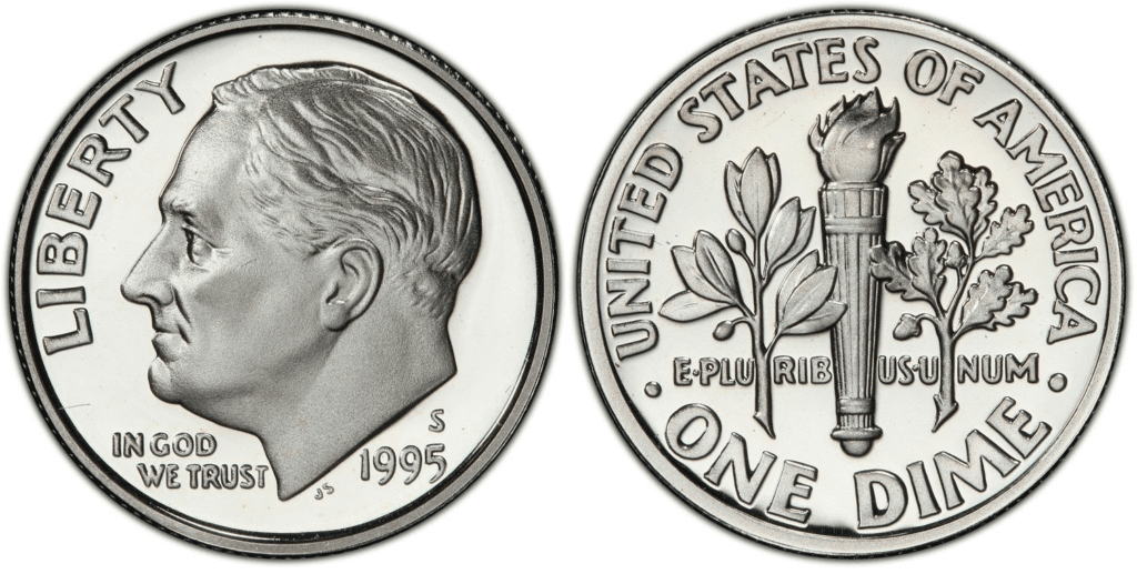 1995年S防银水银一角硬币