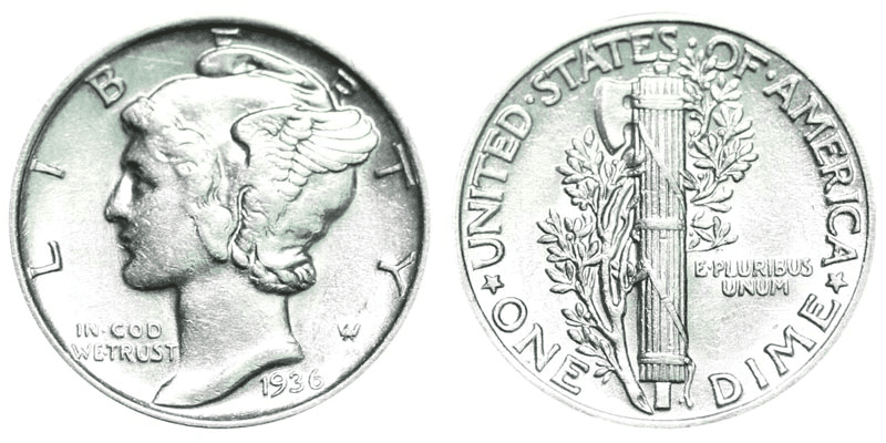 1936年的水星一角硬币是用什么做的