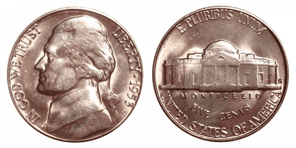 1953年的杰斐逊镍币是用什么做的