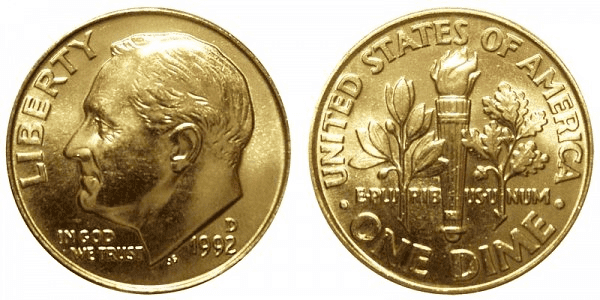 1992年罗斯福一角硬币是用什么做的