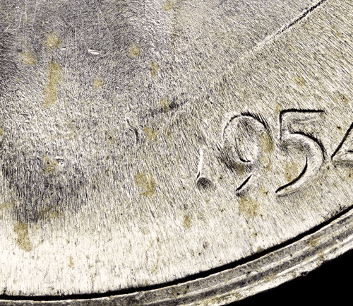 1954年一枚一角硬币的轻微全击错误